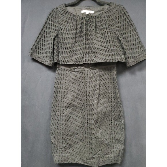 Trina Turk Black Eyelet 3/4 Sleeve Straight Dress Mini Size 2 NWOT - Picture 1 of 10